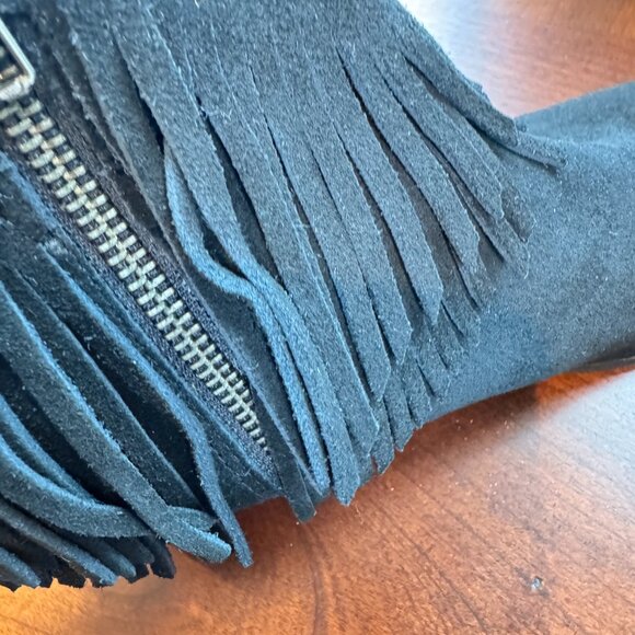 Minnetonka Black Suede Fringe Ankle Boot - Picture 4 of 10